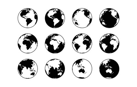 Flat Black and White Globe Map 6123883 Vector Art at Vecteezy