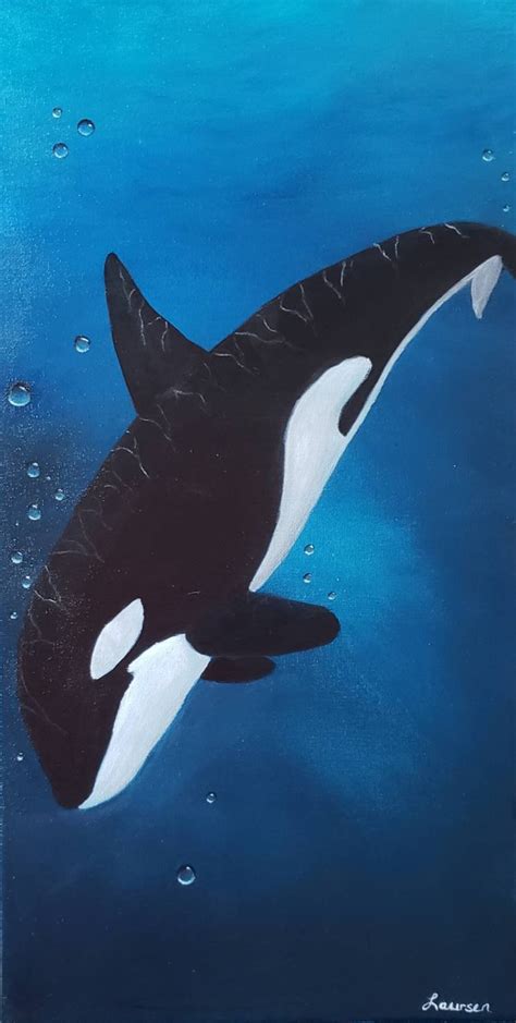 Killer Whale Sealife Orca Ocean Original Acrylic Painting 10x20 - Etsy