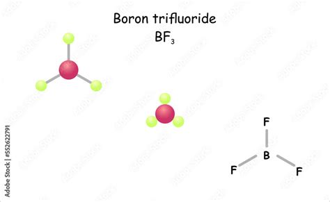 Stylized molecule model/structural formula of boron trifluoride. Stock ...