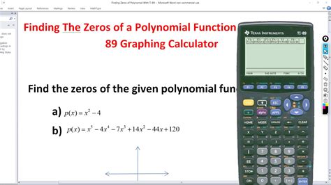 Finding The Zeros of a Polynomial Function With The TI-89 Graphing ...