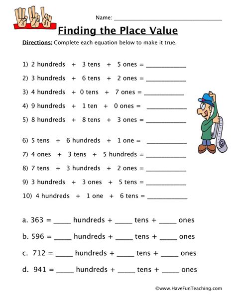 Hundreds, Tens, Ones Place Value Worksheet by Teach Simple