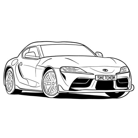 How to draw a 2020 Toyota GR Supra A90 MK 5 - SketchOk | Toyota supra ...