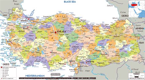 Large political and administrative map of Turkey with roads, cities and ...