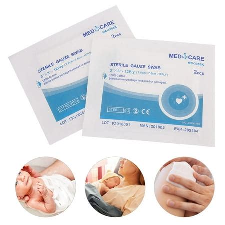 Cotton First Aid Waterproof Wound Dressing Sterile Gauze Pad7.6x7.6cm ...