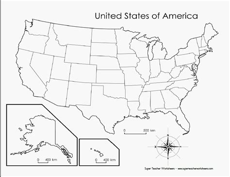 50 States Map Printable