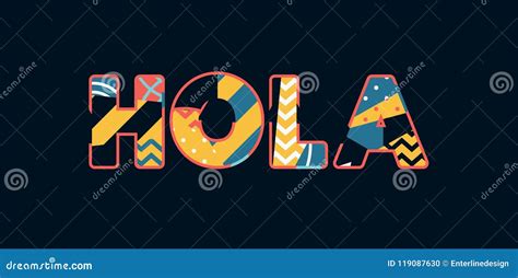 Hola Concept Word Art Illustration Stock Vector - Illustration of hello ...