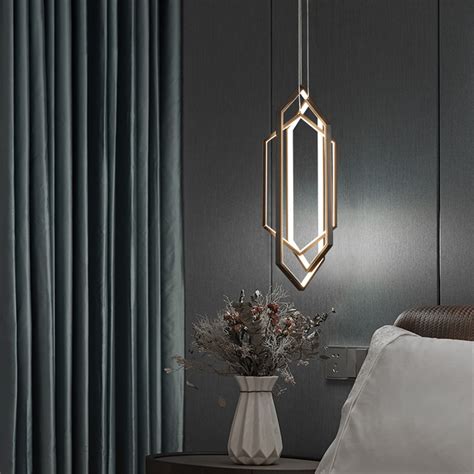 Nordic Geometric Shaped Pendant Lamps Modern Luxury Bedroom Bedside ...