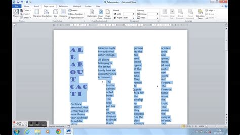 Microsoft Word Columns