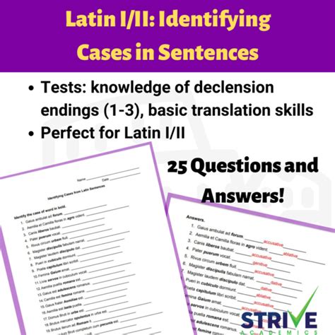 Latin I/II: Identifying Cases in Sentences - Set 1 - Made By Teachers