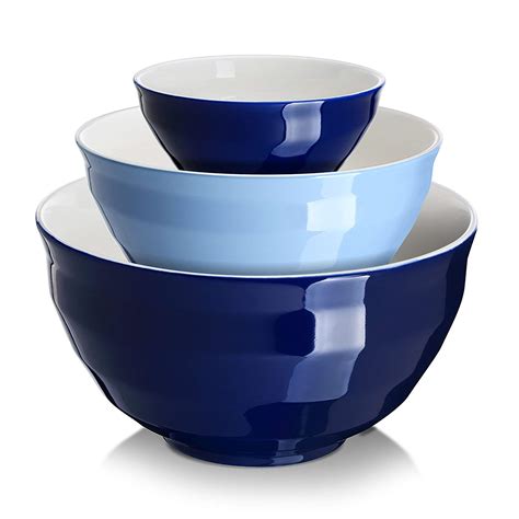 DOWAN Ceramic Mixing Bowls for Kitchen, Size 4.25/2/0.5 Qt Large ...