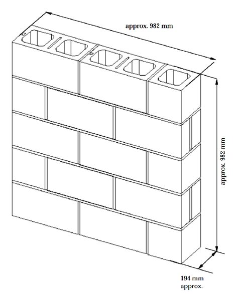 Diagram of concrete masonry block wall, sample CB1 [13]. | Download ...