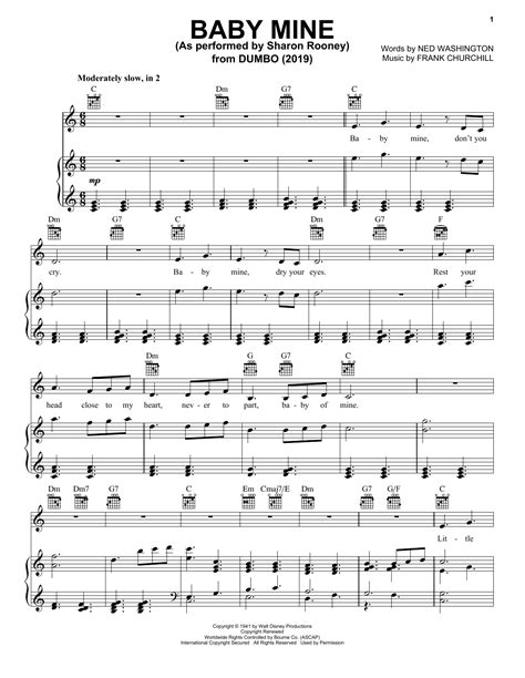 Baby Mine (from the Motion Picture Dumbo) (2019) Sheet Music | Sharon ...