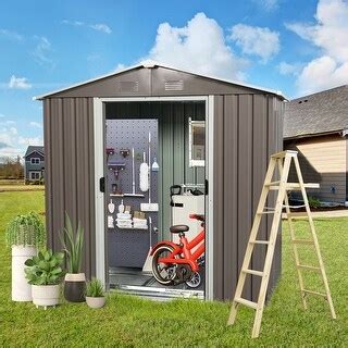 Outdoor Storage Shed with Aluminum Frame & Window, Metal Storage ...