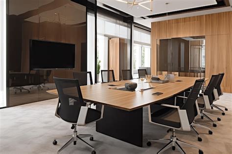 Premium Photo | Modern corporate meeting room with sleek furniture and ...