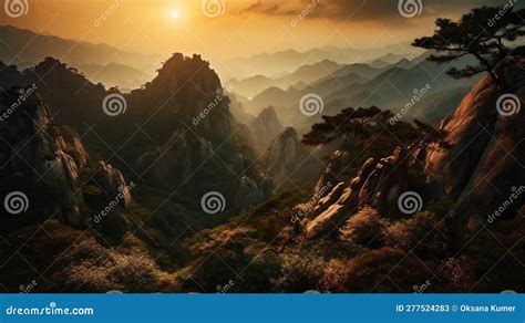 Early Morning Sunrise in the Huangshan Mountains. Magnificent Landscape ...