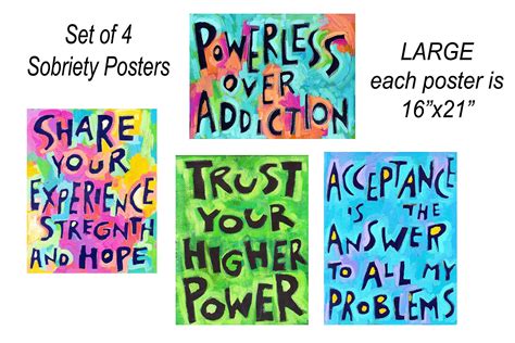 Wall art for 12 step Sober Posters Sobriety Addiction Recovery | set of ...