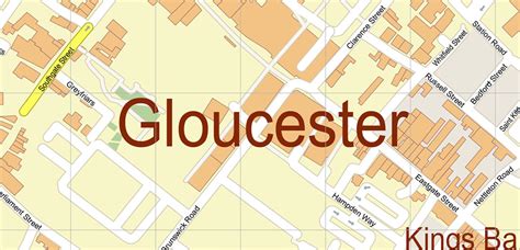 Gloucester + Cheltenham UK PDF Vector Map: City Plan High Detailed ...