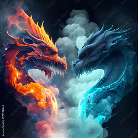 Blue dragon vs red dragon, fire dragon, ice dragon, water dragon, smoke ...