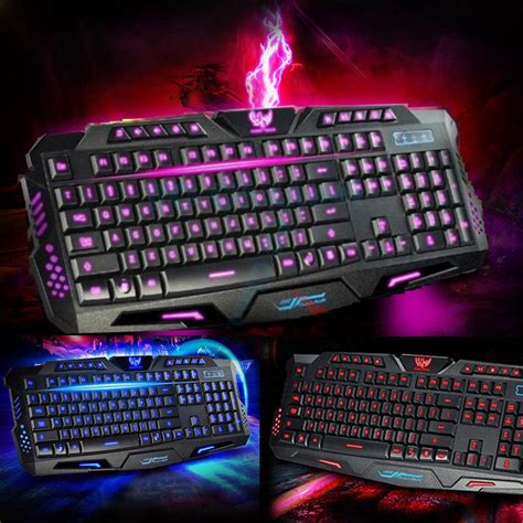 LED Backlit Gaming Keyboard WITH 3 Colorways + Alternating Light USB ...