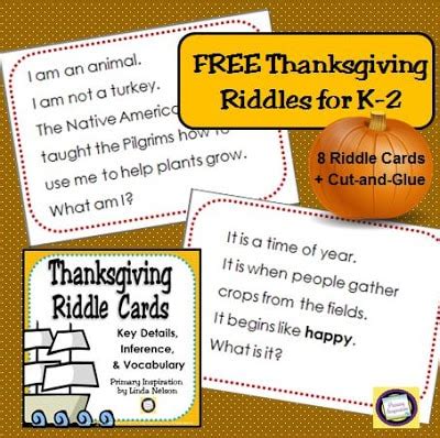 Riddles for Thanksgiving Fun! - Classroom Freebies