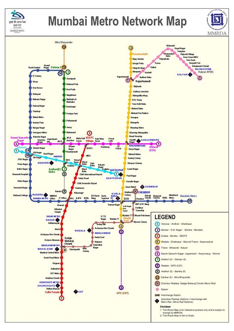 Mumbai metro map - Mumbai metro route map (Maharashtra - India)