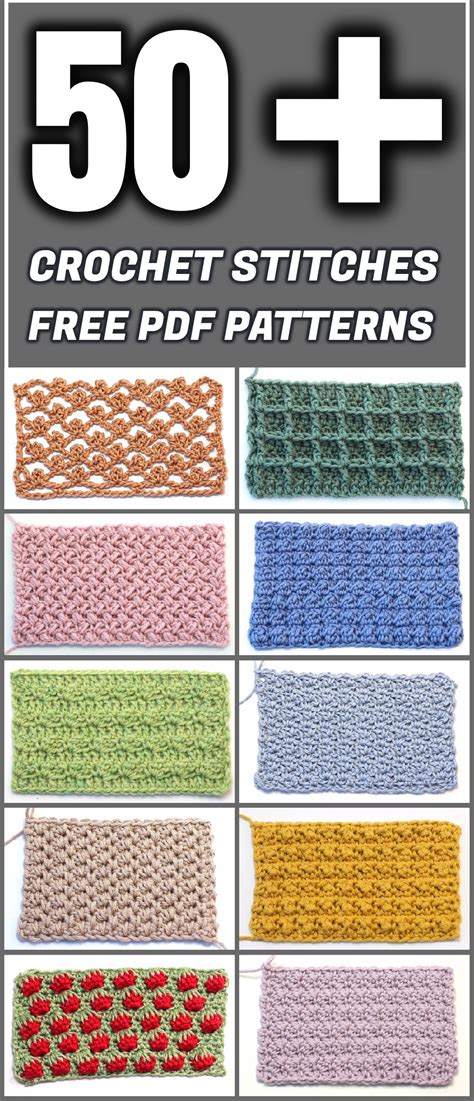 50+ Crochet Stitches Free PDF Patterns - Yarn & Hooks