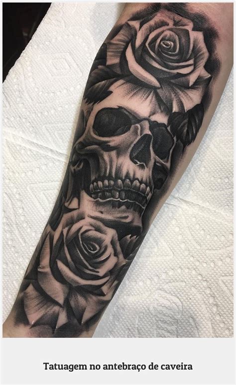 Skull With Roses Tattoo For Men