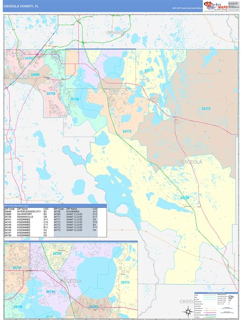 Osceola County, FL Wall Map Color Cast Style by MarketMAPS - MapSales