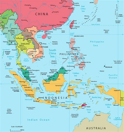 Map of Southeast Asia - Indonesia, Malaysia, Thailand