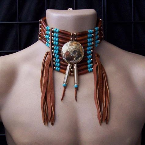 Native American Polished Brass Concho and Hairpipe Choker | Lost River ...