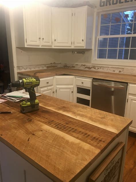 The Long Awaited Home: DIY Reclaimed Wood Kitchen Countertops