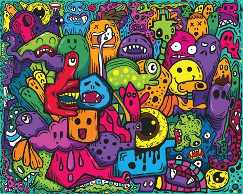 Vivid color pattern Grafiti draws Doodle Art pattern Halloween For ...