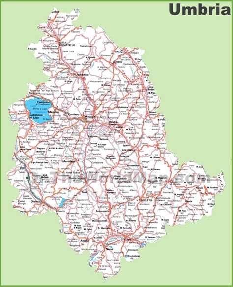 Large detailed map of Umbria with cities and towns - Ontheworldmap.com