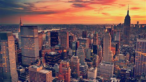 Cityscape, New York City, sunset HD wallpaper | Wallpaper Flare