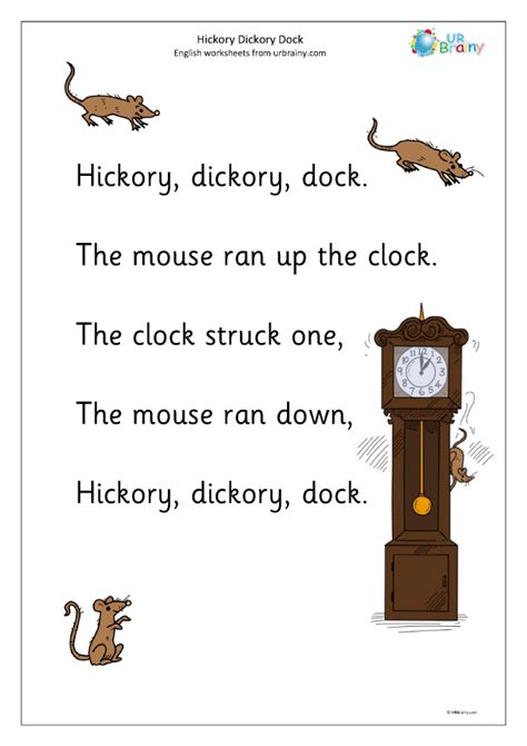 Hickory Dickory Dock nursery rhyme - Nursery Rhymes by URBrainy.com