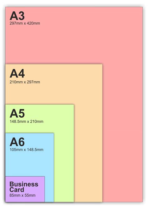 Free Printable Paper Size Chart