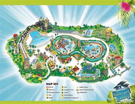 Six Flags Hurricane Harbor LA Map and Brochure (2023 ...