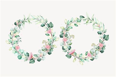 Watercolor Eucalyptus Wreath Design Graphic by lukasdedi store ...