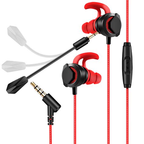 AGPTEK Headphones with Dual Mic, 3.5MM Wired Earbuds In-Ear Gaming ...