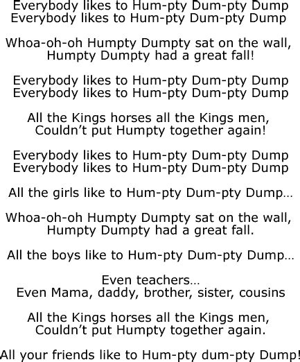 The Cool Humpty Dumpty Song: Nursery Rhyme Song Lyrics and Sound Clip