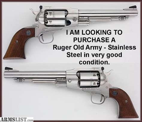 ARMSLIST - Want To Buy: RUGER OLD ARMY STAINLESS STEEL REVOLVER