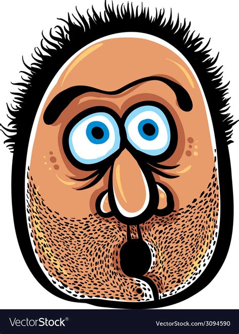 Funny cartoon face with stubble Royalty Free Vector Image