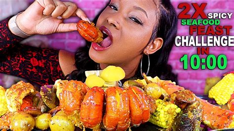 2X SPICY SEAFOOD BOIL FEAST CHALLENGE IN 10 MINS (SEAFOOD BOIL MUKBANG ...