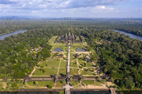 Cambodia, Siem Reap, aerial view of Angkor Wat Complex (Unesco Site ...