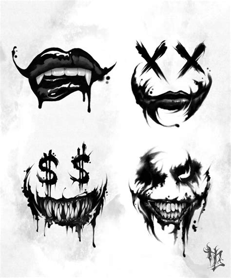 Pin by Нюта Орлова on А. Эскизы для росписи | Joker tattoo design, Easy ...