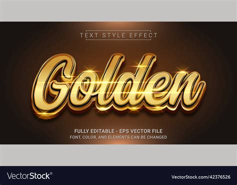 Golden text style effect editable graphic text Vector Image