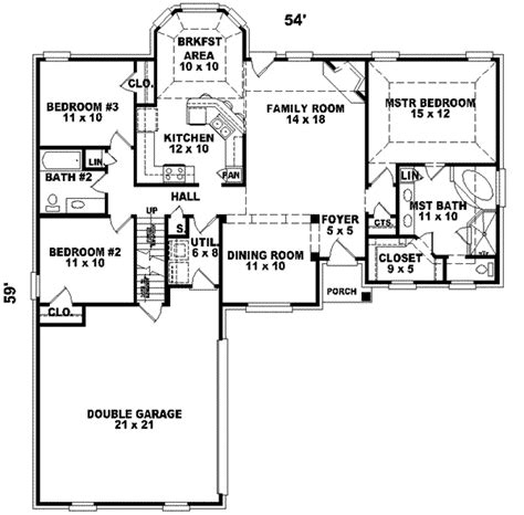 Traditional Style House Plan - 3 Beds 2 Baths 2000 Sq/Ft Plan #81-518 ...