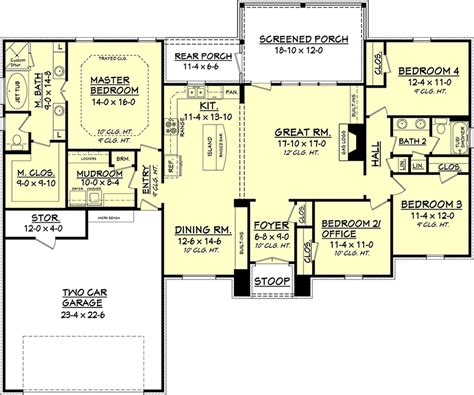 House Plan #142-1092: 4 Bdrm, 2,000 Sq Ft Acadian Home | ThePlanCollection