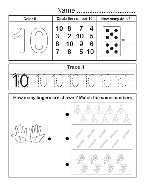 Premium Vector | Printable number 10 tracing worksheet for practice ...