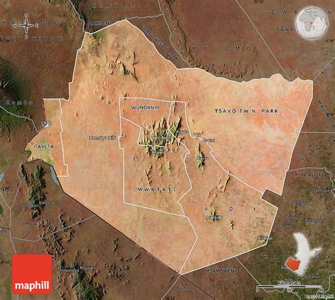 Satellite Map of TAITA TAVETA, darken